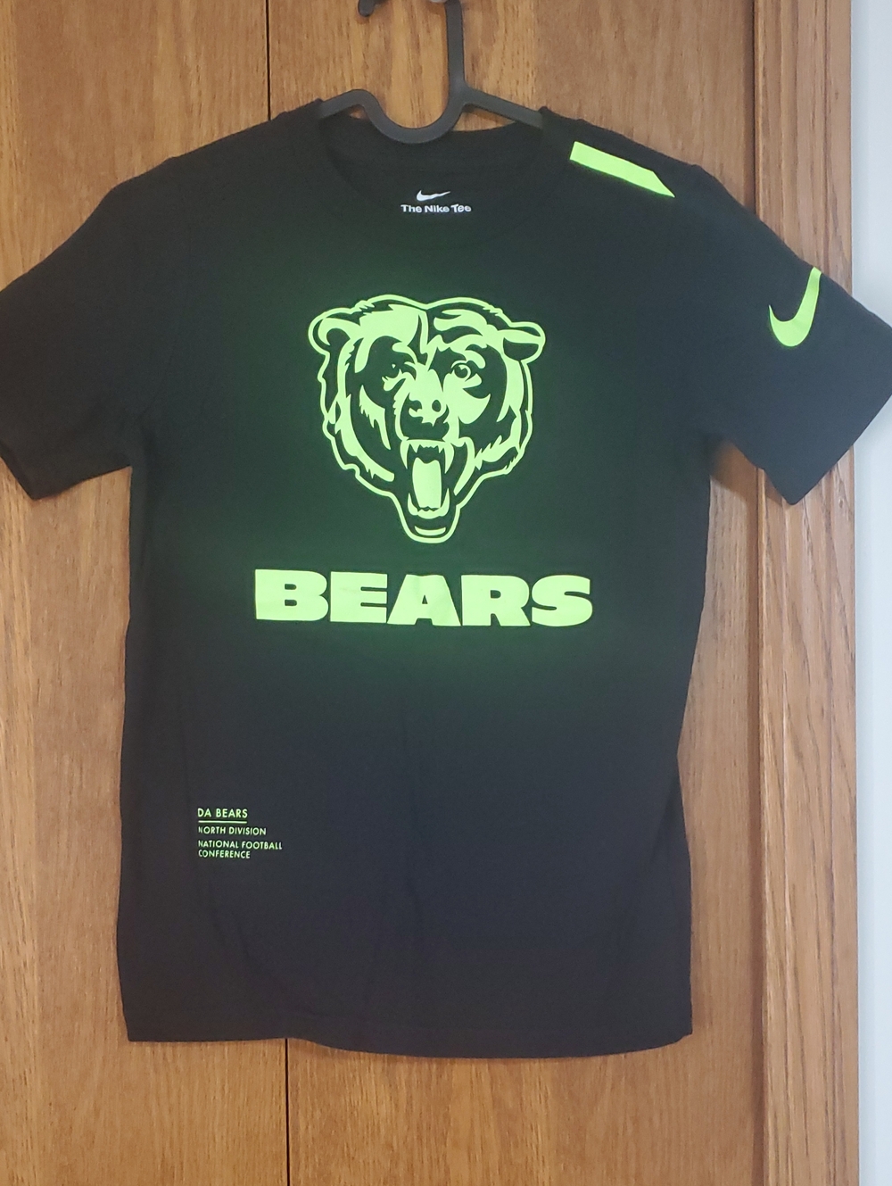 Nike Black Tee with Neon Green Bears Logo